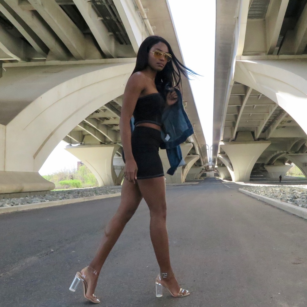 Black Crop Two Piece
